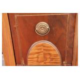 Antique Art Deco Wooden Vanity and Mirror with Burlwood Accents - 1930s