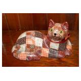 Vintage 1970s Ceramic Patchwork Decoupage Cat