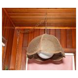 970s Rattan Swag Tulip Pendant Lamp – Wicker Cane Hanging Lamp