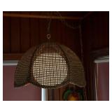 970s Rattan Swag Tulip Pendant Lamp – Wicker Cane Hanging Lamp