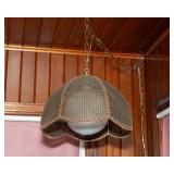 970s Rattan Swag Tulip Pendant Lamp – Wicker Cane Hanging Lamp
