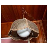 970s Rattan Swag Tulip Pendant Lamp – Wicker Cane Hanging Lamp