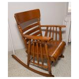 Antique Craftsman Oak Bentwood Rocking Chair