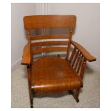 Antique Craftsman Oak Bentwood Rocking Chair