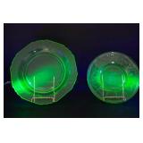 Two Uranium Glass Plates – Glows Under UV Light!