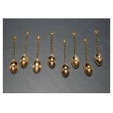 Set of 8 Gold Tone Demitasse/Coffee Spoons – Teapot Design