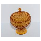 Vintage Fenton Glass Thumbprint Pedestal Candy Dish