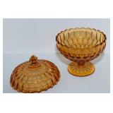 Vintage Fenton Glass Thumbprint Pedestal Candy Dish