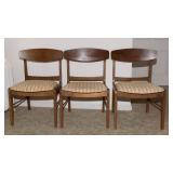 Set of Three Solid Wood Vintage Mid-Century Modern Side Chairs – Most Likely Stanley
