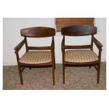 Pair of Solid Wood Vintage Mid-Century Modern Armchairs – Most Likely Stanley