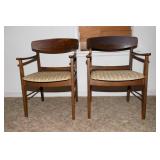 Pair of Solid Wood Vintage Mid-Century Modern Armchairs – Most Likely Stanley