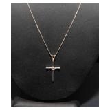 925 Silver Cross Pendant with Two Silver-Toned Chains