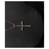 925 Silver Cross Pendant with Two Silver-Toned Chains