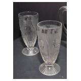 Vintage Jeannette Glass Iris & Herringbone Pitcher & 4 Tumblers