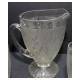 Vintage Jeannette Glass Iris & Herringbone Pitcher & 4 Tumblers