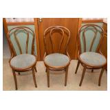 Set of 3 Upholstered Bentwood Bistro Chairs