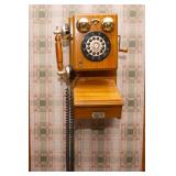 Vintage Style Replica Spirit of St. Louis Redial Wooden Oak Wall Telephone