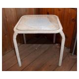 White Wicker Table with Glass Top