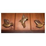 Set of Three Brass Tone Tin Birds