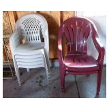 Set of 7 Plastic Outdoor Patio Chairs