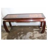 Antique Oriental Carved Wooden Console Table with Floral Design