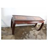 Antique Oriental Carved Wooden Console Table with Floral Design