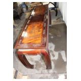 Antique Oriental Carved Wooden Console Table with Floral Design