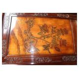 Antique Oriental Carved Wooden Console Table with Floral Design