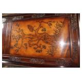 Antique Oriental Carved Wooden Console Table with Floral Design