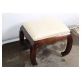 Wooden Ottoman with Patterned Cushion