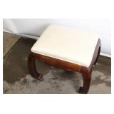 Wooden Ottoman with Patterned Cushion