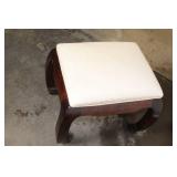 Wooden Ottoman with Patterned Cushion