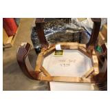 Wooden Ottoman with Patterned Cushion