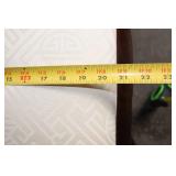 Elegant Dark Wood Footstool Ottoman with Geometric Upholstery