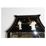 Handcrafted Black Lacquer Asian Sideboard with Wall Mirror