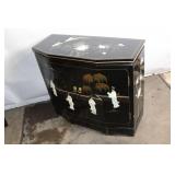 Handcrafted Black Lacquer Asian Sideboard with Wall Mirror