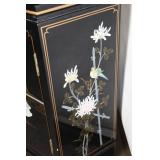 Handcrafted Black Lacquer Asian Sideboard with Wall Mirror