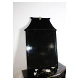 Handcrafted Black Lacquer Asian Sideboard with Wall Mirror