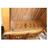 Rustic Oak Display Gun Cabinet with Glass Door and Deer Accents