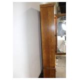 Rustic Oak Display Gun Cabinet with Glass Door and Deer Accents