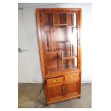 Ornate Wooden Display Cabinet with Glass Doors