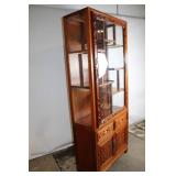 Ornate Wooden Display Cabinet with Glass Doors