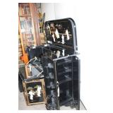 Vintage Black Lacquered Bar Cabinet with Asian Motif