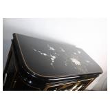 Vintage Black Lacquered Bar Cabinet with Asian Motif