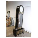 Antique Black Lacquered Mauthe Grandfather Clock with Inlay Detail