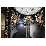 Antique Black Lacquered Mauthe Grandfather Clock with Inlay Detail