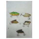 Vintage Fishing Lure Lot 5ct Heddon