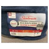 Sunbeam King Blanket Poseidon Microplush, 12 Heat Settings, 12-Hour Auto Shut-Off, Electric Heated Blanket with Controller
