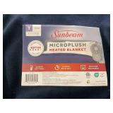 Sunbeam Twin Blanket Poseidon Microplush, 12 Heat Settings, 12-Hour Auto Shut-Off, Electric Heated Blanket with Controller