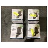 LOT OF 4 Mainstays Warming Coffee Mug, 12oz. Stainless Steel Coffee Mug with Mug Warmer Coaster and Lid